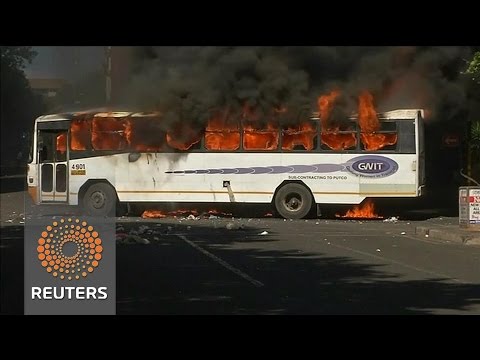 bus burns students protest s africa tuition fees