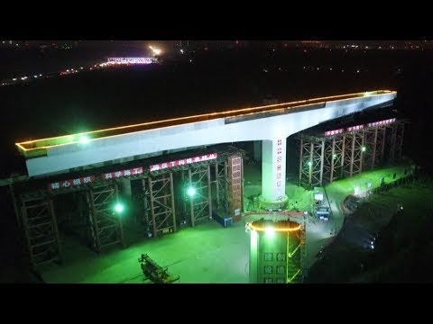 highspeed rail bridge swiveled into place