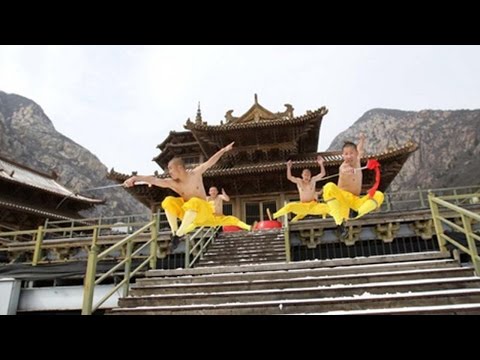 chinas shaolin monks filmed practising kungfu