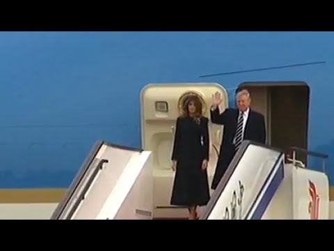 us president donald trump lands in china