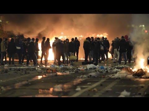 cars burnt police injured in brussels